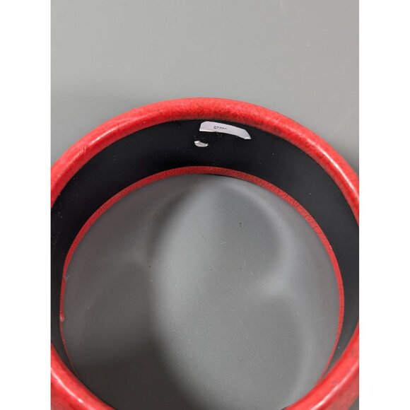 Retro Red Leather Wrapped Bangle Bracelet Wide Chunky Statement 8.5" - Picture 6 of 9